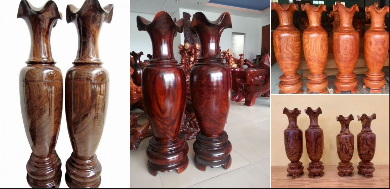 Lọ Lộc Bình phong thuỷ gỗ Hương Đỏ 2M kính 65 siêu vân
